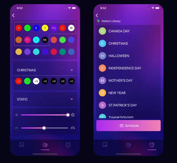 screenshot of the Trimlight Edge app showing the different functions