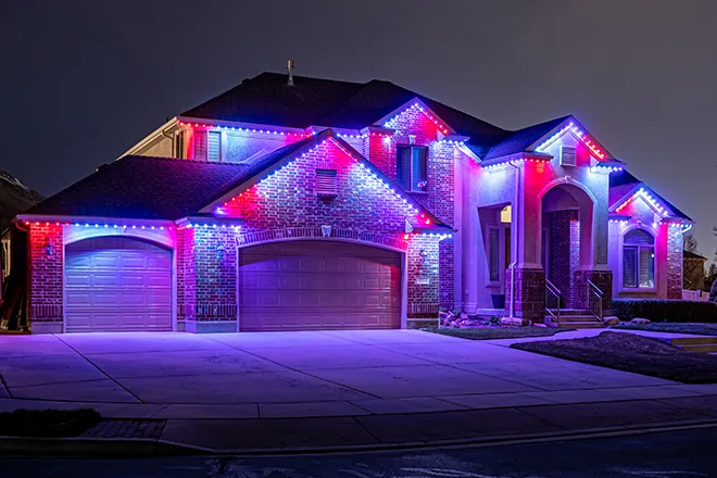 Permanent holiday and accent lighting installation in Puyallup, WA