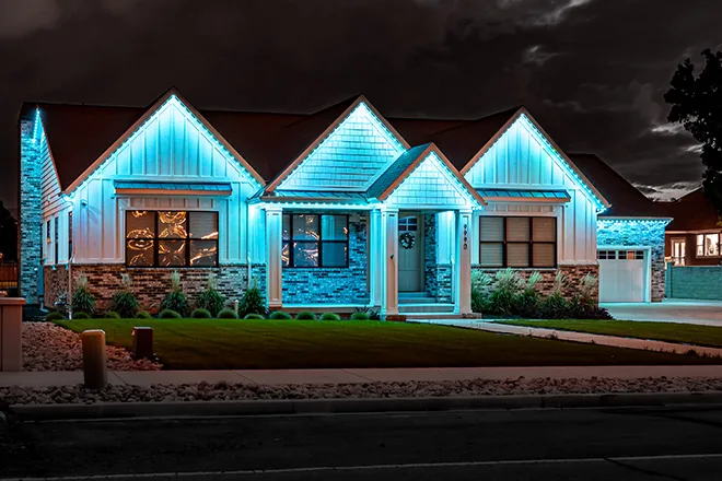Permanent holiday and accent lighting installation in University Place, WA