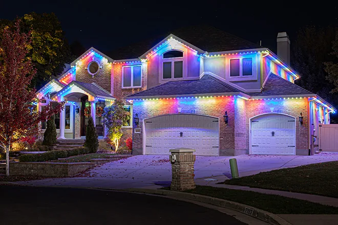 Permanent holiday and accent lighting installation in Sumner, WA