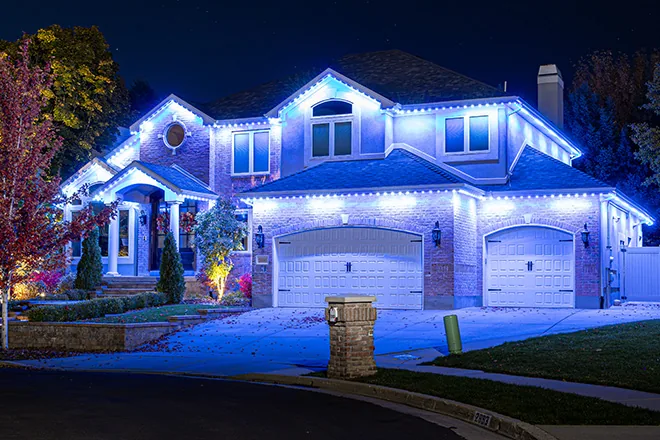 Permanent holiday and accent lighting installation in South Hill, WA