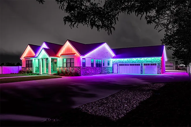 Permanent holiday and accent lighting installation in Tumwater, WA