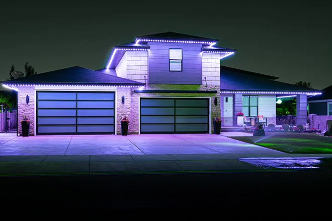 Permanent holiday and accent lighting installation in Dupont, WA