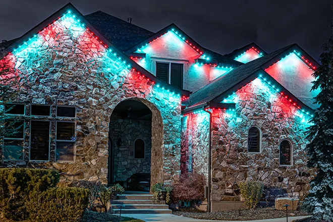 Permanent holiday and accent lighting installation in Fife, WA