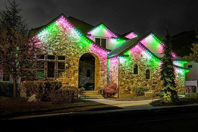 Permanent holiday and accent lighting installation in Buckley, WA