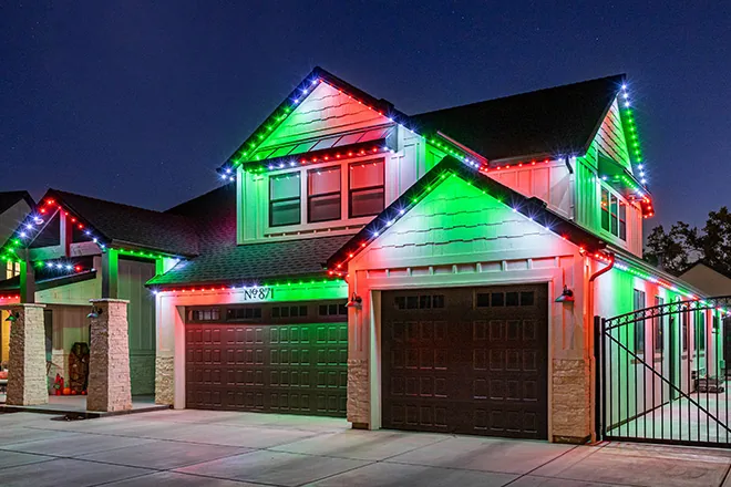 Permanent holiday and accent lighting installation in Milton, WA