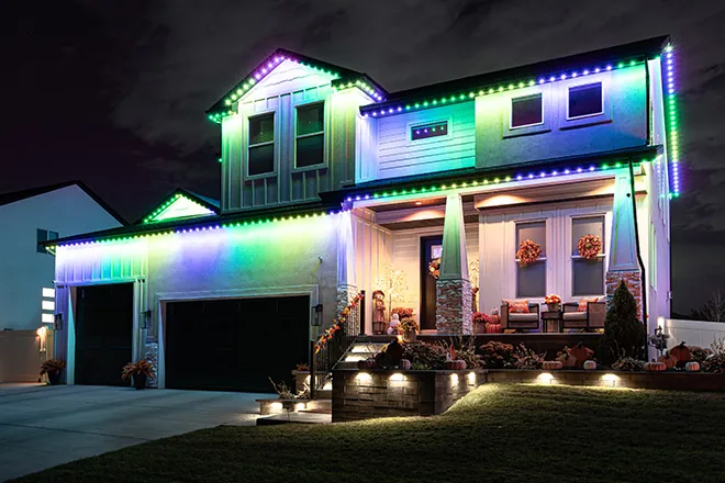 Permanent holiday and accent lighting installation in Frederickson, WA