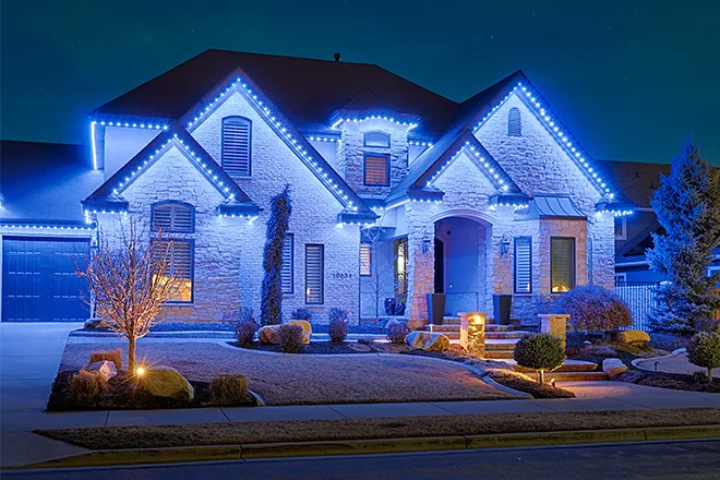 Permanent holiday and accent lighting installation in Eatonville, WA