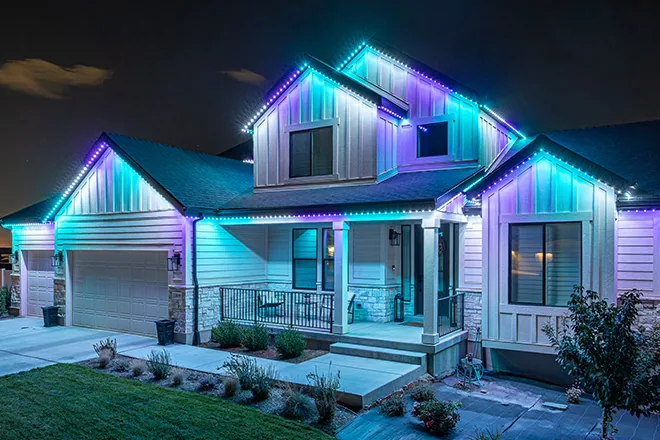 Permanent holiday and accent lighting installation in Kapowsin, WA